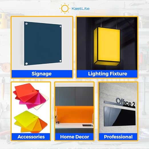 KastLite Colored Acrylic Sheets Nominal 12" x 12" - Plastic Sheet Easy to Cut, Saw, Shape, Laser Cut - Ideal for Arts & Crafts & DIY Projects- Durable, Lightweight, Scratch Resistant - Blue 4 Pack