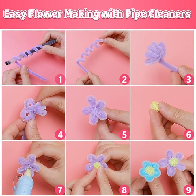 IOOLEEM Orange Pipe Cleaners,200pcs in 5 Colors, Chenille Stems for Art and Craft Projects,Flower DIY Decorations