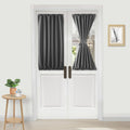 DWCN French Door Curtains – Rod Pocket Thermal Blackout Curtain for Doors with Glass Window, Kitchen and Patio Doors for Privacy, 25 X 40 Inch Length, 1 Curtain Panel with Tieback, Dark Grey
