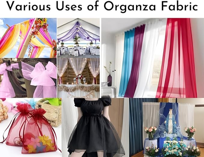 Fynite Navy Blue Organza Fabric by The Yard | 20 Yard Long | 44" Wide | Bridal Soft Sheer Organza Tulle for DIY Wedding Dress Fashion Craft Decorations