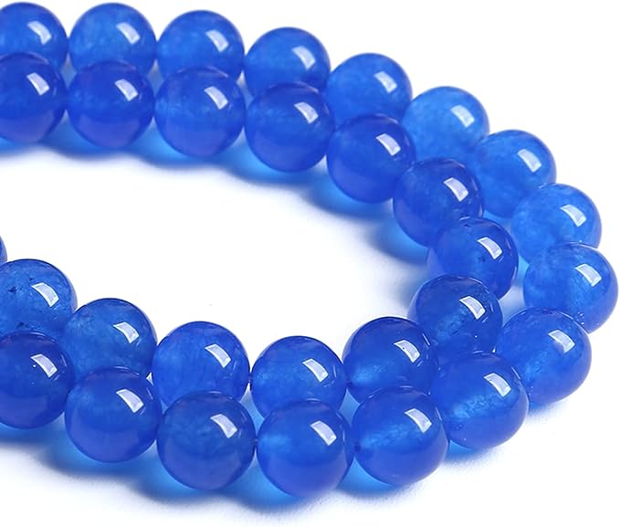 10MM 38PCS Deep Blue Chalcedony Natural Stone Loose Beads for Jewelry Making DIY Bracelet