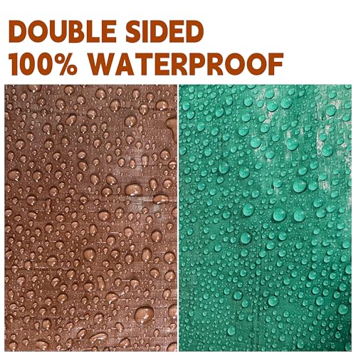 Tarp 5x7 ft 100% Waterproof 7mil Durable Grommets and Reinforced Edges,Uv Resistant,Green/Brown Tarp,Emergency Rain Shelter,Outdoor Cover and Camping Use -by MVPNET - size: 5x7