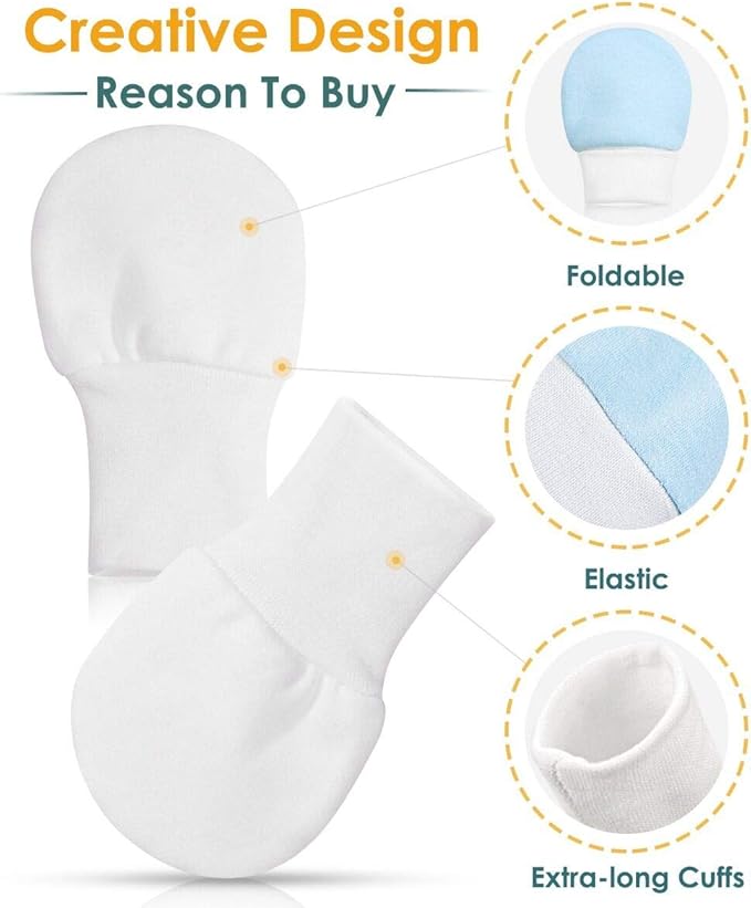 Newborn Baby Mittens Anti Scratch Baby Mittens No Scratch Mittens Baby Gloves for 0-6 Months Boys Girls(6 Pairs)