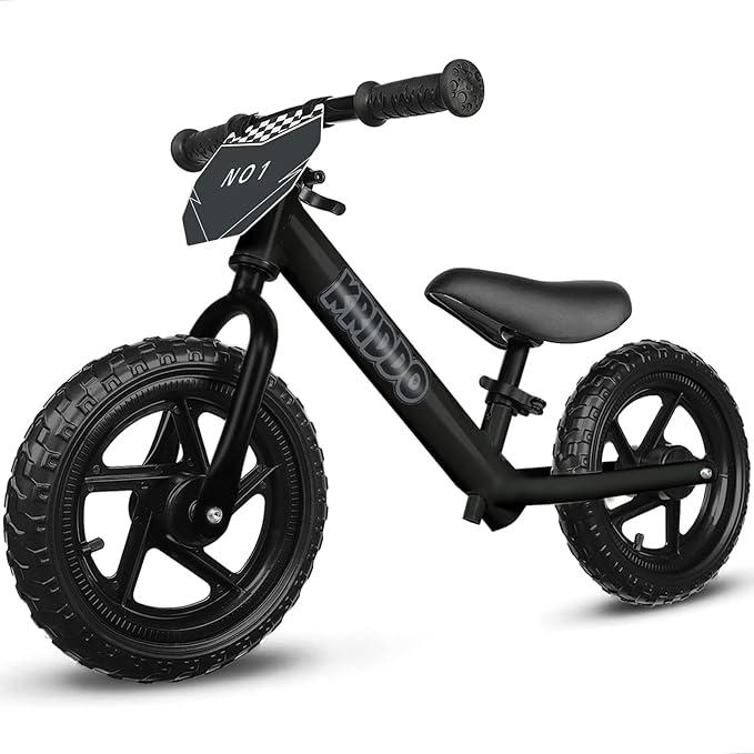 KRIDDO Toddler Balance Bike 2 Year Old, Age 24 Months to 5 Years Old, 12 Inch Push Bicycle with Customize Plate (3 Sets of Stickers Included), Steady Balancing, Gift Bike for 2-3 Boys Girls, Night