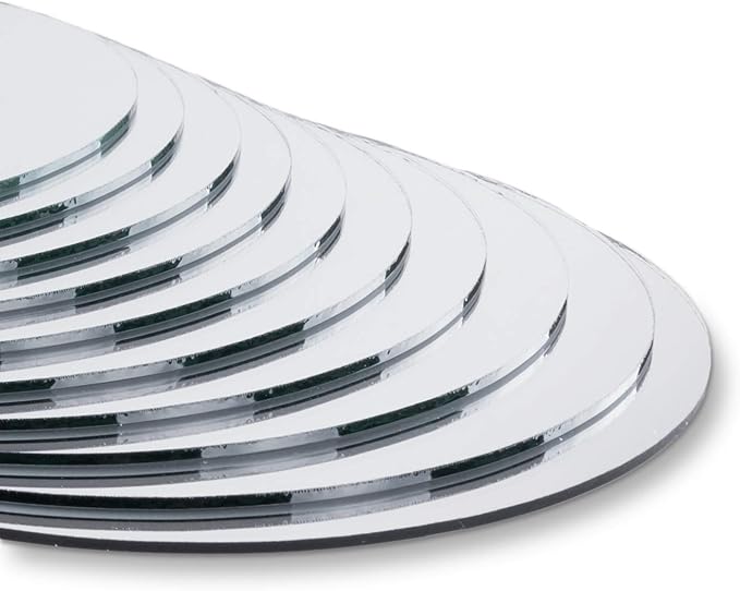 Super Z Outlet Round 4" Inch Glass Mirror Tiles Circles for DIY Arts & Crafts Projects, Traveling, Framing, Mosaic, Decoration (50 Pack)