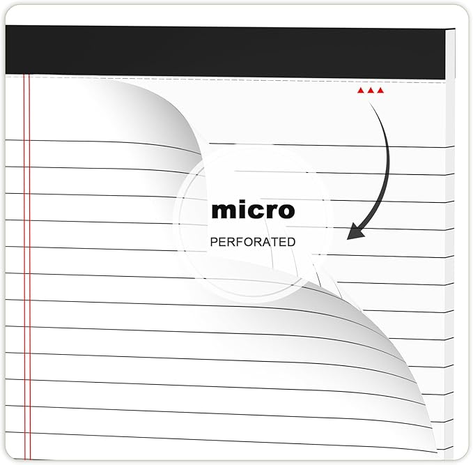 6pcs Small Note Pad 5x8 College Ruled Legal Pads Paper Notepads 6 Pack Study Back Writing Pads 5 x 8 Legal Pads Perforated Narrow Ruled Pads of Paper White