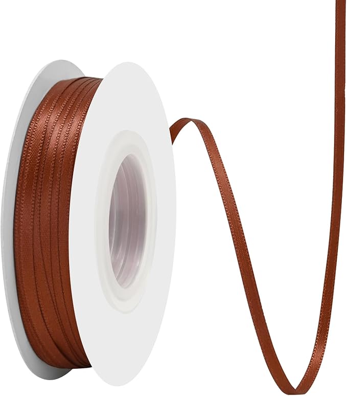 Rust Satin Ribbon 1/8" X 50 Yards Solid Color Double Faced Ribbons Perfect for Crafts Wedding Decor Bow Making Arts Sewing and More