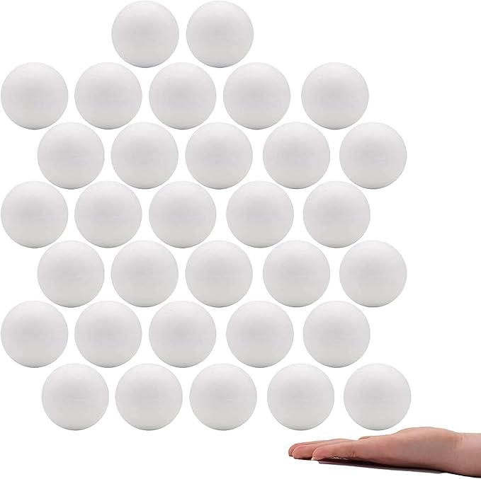 Crafare 2.35 Inch 30 Pack Foam Balls for Crafts White Polystyrene Craft Foam Balls for Art Household School Projects Party Decoration