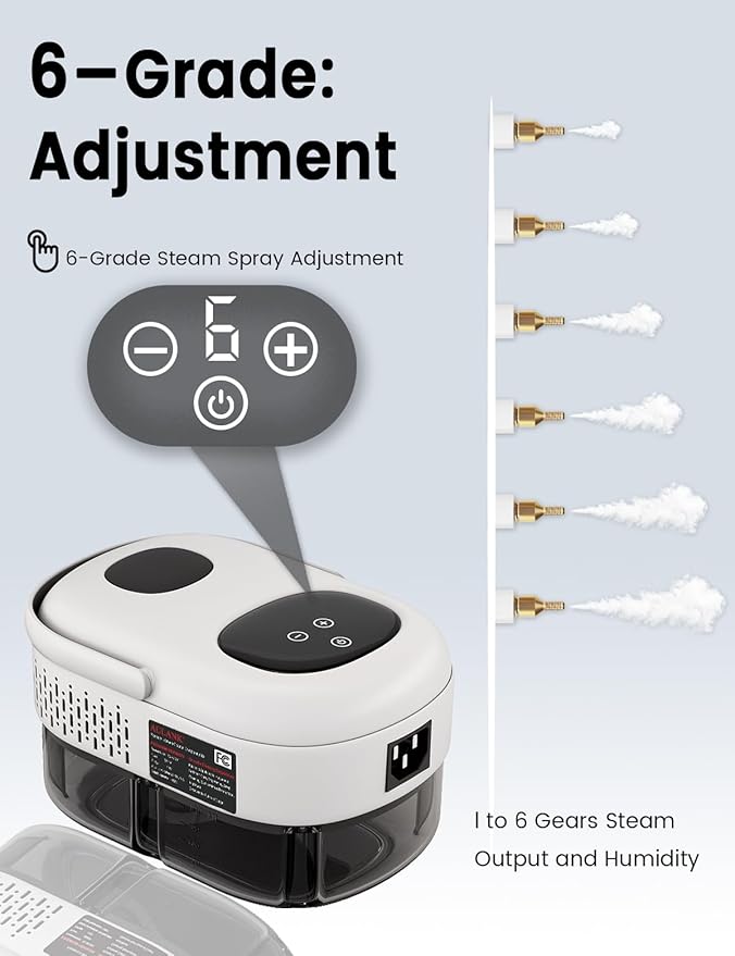 2500W Handheld Steam Cleaner,Portable Car Steamer For Auto Detailing,High-Temperature and Pressure Steam Cleaner For Home, Steam Cleaning Machine for Furniture,Kitchen,Grout,Floor,Tile (6-White)