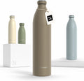 LARS NYSØM Stainless Steel Insulated XL Water Bottle 12oz 17oz 25oz 34oz 51oz | Insulated Thermo Flask for Hot and Cold Beverages | Leakproof Drinking Bottle (Taupe Brown, 50.7 oz)