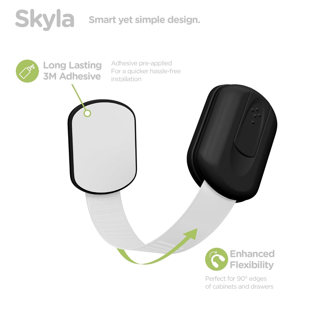 Baby Proofing Child Safety Locks (12 Pack) by Skyla Homes - The Safest, Quickest and Easiest 3M Adhesive Cabinet Latches, No Screws & Magnets, Multi-Purpose for Furniture, Kitchen, Ovens, Toilet Seats