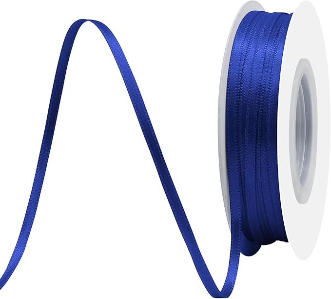 Cobalt Blue Satin Ribbon 1/8" X 50 Yards Solid Color Double Faced Ribbons Perfect for Crafts Wedding Decor Bow Making Arts Sewing and More