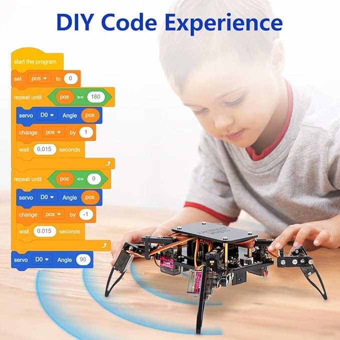Science Kits Spider Robot Building Kit STEM Crawling Robot Gifts for Kids Boys Ages 8-12 Girls, Scientific Coding Robotic Technic Creative DIY Toys for Birthday