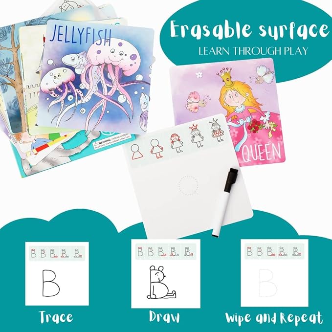 Drawing with Alphabet Learning Letters Tracing ABC Handwriting Toys Set Educational Game Birthday Gift for Preschool Activities Girl Boy 3-6 Years Old Kids