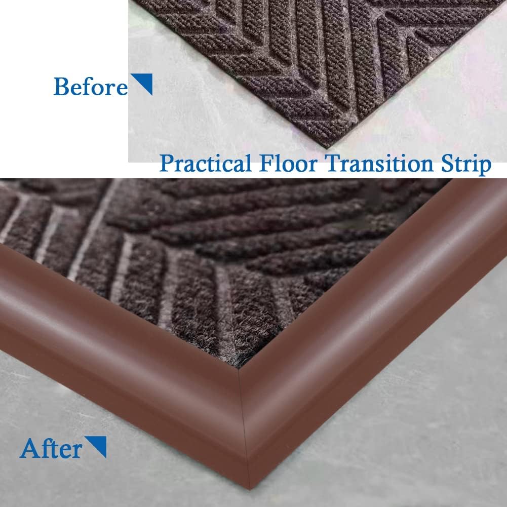 Floor Transition Strip Self Adhesive Carpet & Flooring Transitions Edging Trim Strip PVC Threshold Transitions Suitable for Threshold Height Less Than 5mm (10Ft, Brown)