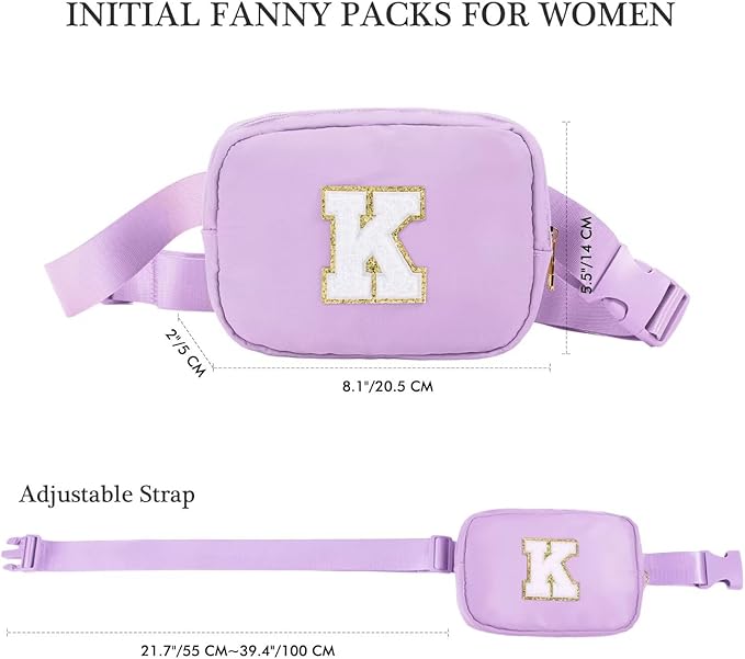 YOOLIFE Birthday Gifts for 4 5 6 7 8 9 10 11 12 13 14 Year Old Girls - Initial Fanny Pack Belt Bag Purse for Girls Teens Daughter Sister Niece, Personalized Trendy Stuff for Teen Girl Kids | Purple N