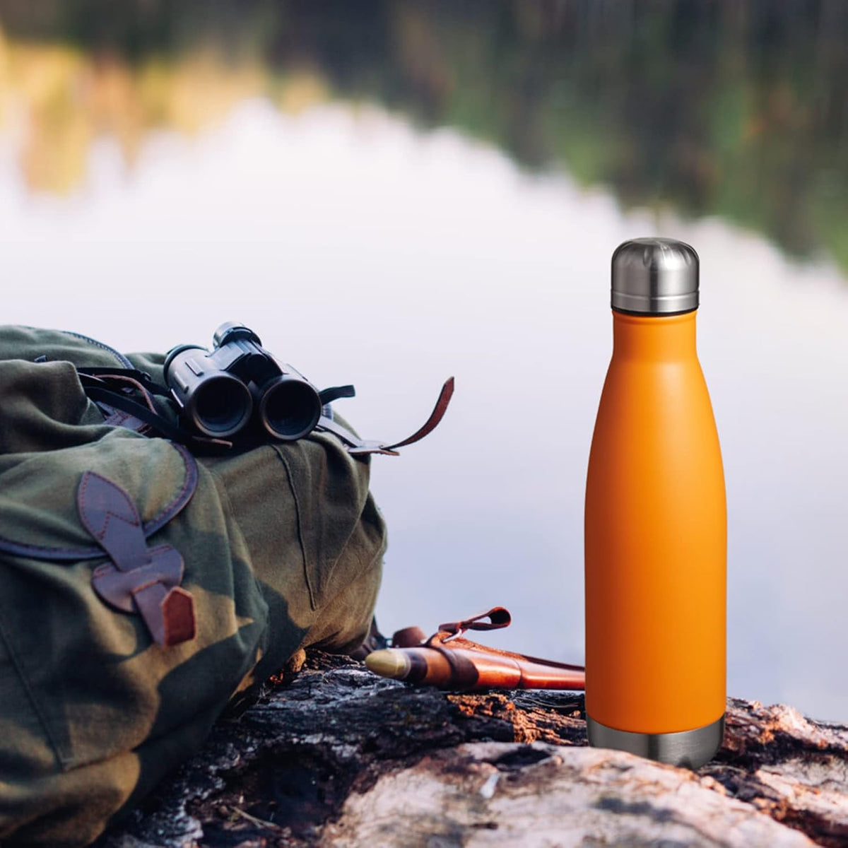 MEWAY 17oz Sport Water Bottle 12 Pack Vacuum Insulated Stainless Steel Leak-Proof Double Wall Cola Shape Water Bottle,Keep Drinks Hot & Cold (Orange,12 Pack)
