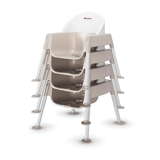Foundations Secure Sitter Feeding Chairs Multipack, No-Tip Feet, 3-Point Adjustable Harness, Removable Tray, Easy to Clean, Stackable Feeding Chairs, 3 Pack (7 inch)