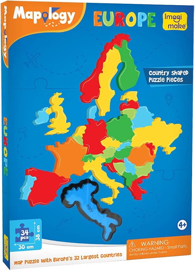 Imagimake Mapology Europe Map Puzzle - Geography for Kids - Learning & Educational Toys - Puzzles for Kids Ages 4-8, Gift for Gift for 4, 5, 6, 7, 8 Year Old
