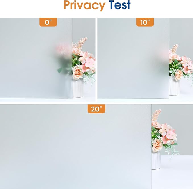 Homein Frosted Glass Window Privacy Film with Tools UV Blocking Privacy Film for Glass Windows, Static Cling No Glue Removable Reusable Anti Glare for Home Day and Night, Pure 17.5x157.4 inch