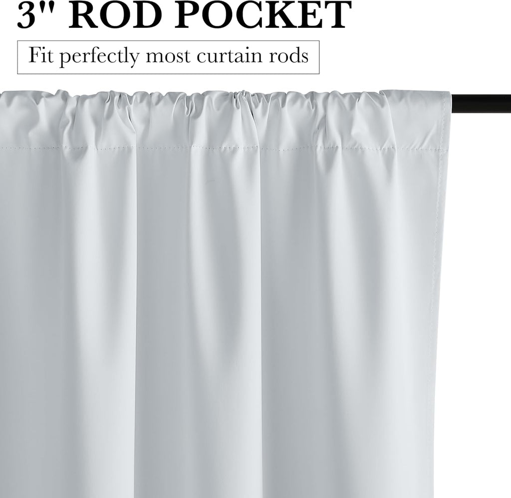 RYB HOME 100% Blackout White Short Curtains, Thermal Insulated Total Room Darkening Noise Reducing Curtains Tier for Cafe Kicthen Basement, 52 inches Wide by 36 inches Long