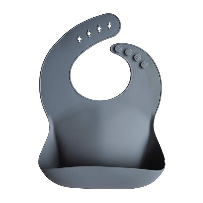 mushie Silicone Baby Bib | Adjustable Fit Waterproof Bibs (Tradewinds)