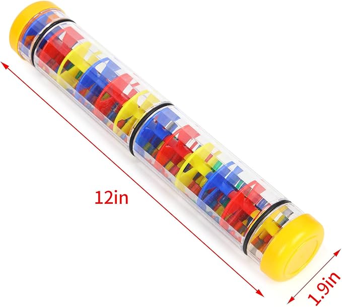 Rainmaker 12 inch Rain Stick for Babies Rattle Tube Rain Stick Shaker Music Sensory Auditory Instrument Toy for Baby Child Girl (12 inch Yellow)
