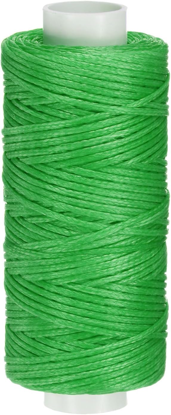 uxcell Leather Sewing Waxed Thread, 55 Yards / 50m 0.8mm 150D Flat Polyester All-Purpose Threads for Leather Crafts, Bookbinding, Green