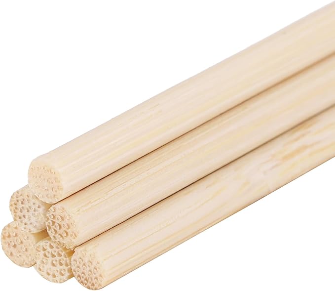 DMiotech 50 Pack 1/8" x 12" Wooden Dowel Rods Unfinished Natural Sticks Wood Craft Sticks for Home Decor Projects and Making DIY Craft,Wood Color