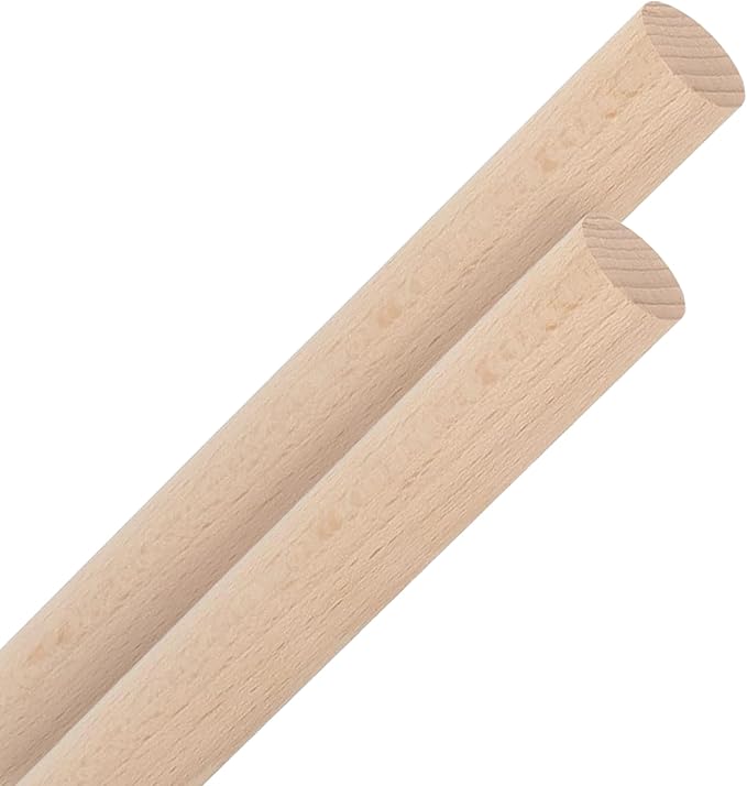 ALBO 1" x 36" Wooden Dowel Rods Set - 2 Pack Birch Natural Long Hardwood Craft Sticks Railings Supports Garden Structures Sanded Smooth Versatile Woodworking Furniture Decor DIY Projects
