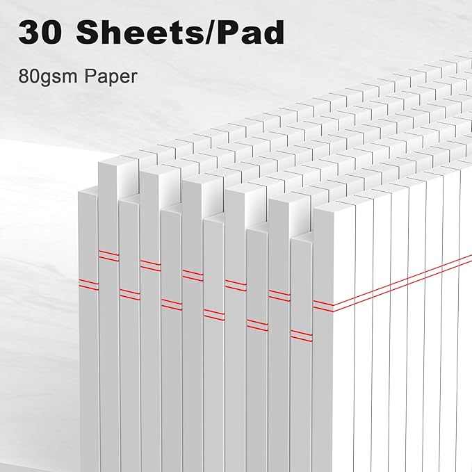 12pcs Small Note Pad 5x8 College Ruled White Legal Pads Paper Notepads 12 Pack Study Back Writing Pads 5 x 8 Legal Pads Perforated Narrow Ruled Pads of Paper White