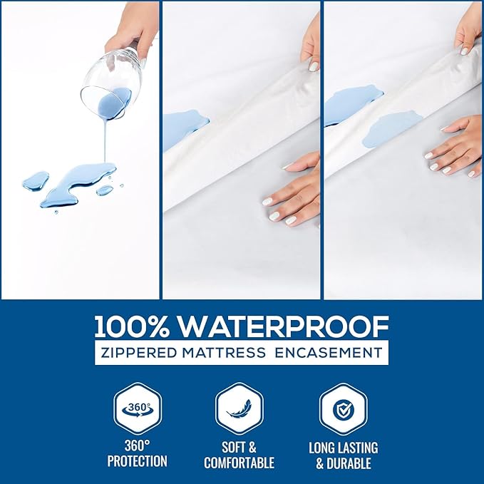 Utopia Bedding Zippered Mattress Encasement Crib, 100% Waterproof Bed Bug and Dust Mite Proof Mattress Protector, Absorbent Six-Sided Mattress Cover