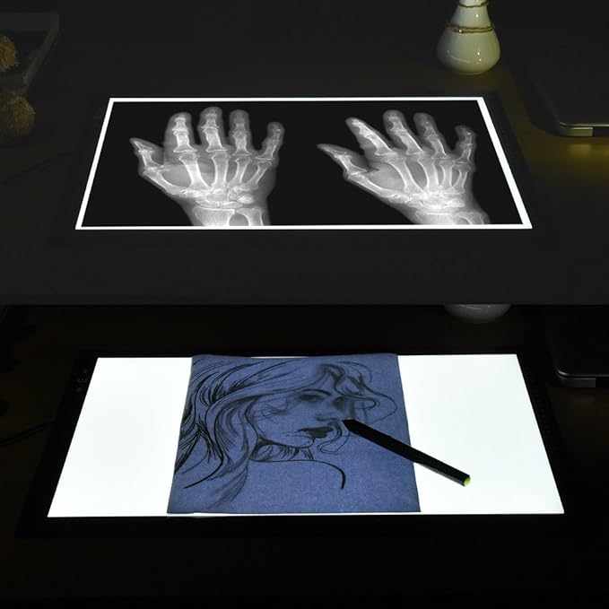 HSK A3 Artist tracing Light Box Copy Table, 12V1A Adapter Power Dimmerable 6000 Lux Lock Button Artcraft Light Pad for Tatto Drawing, Sketching, Animation,Diamond Painting