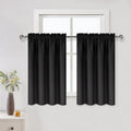 DWCN Black Short Blackout Curtains for Small Window, Thermal Insulated Energy Saving Room Darkening Curtains for Kitchen/Bedroom (W42 x L36 inch, Set of 2 Panels, Top of Rod Pocket)