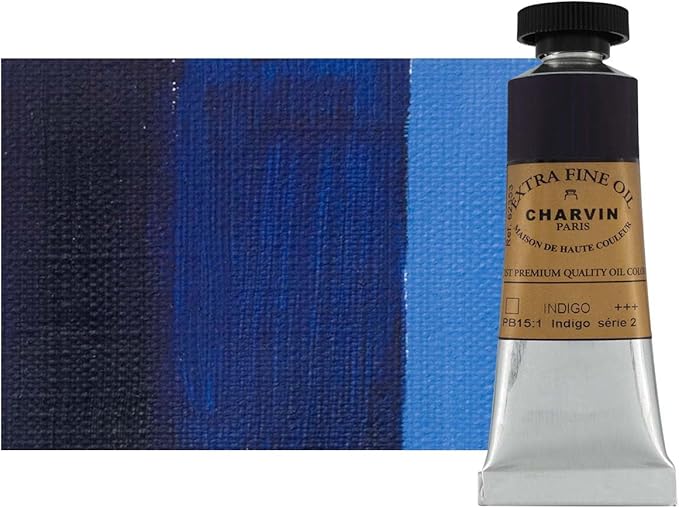 Charvin Extra Fine Oil Paint, Indigo 20 mL - Triple-Milled, Rich Texture, Poppy Oil-Based, Light-Fast, Handmade, Archival Quality