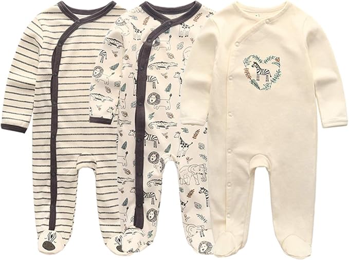 Kiddiezoom Baby and Toddler Boys'Snug Fit Footed One-Piece Romper Jumpsuit Cotton Cotton Footed Outfit