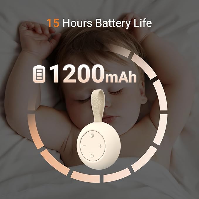 Portable Baby Sound Machine [White Noise for Babies Kids Adults][Sleep Soother][Timer Function][12 Soothing Sounds] 15 Hours Battery Life, Travel,Registry Gift,Shower,Clips on Baby Stroller