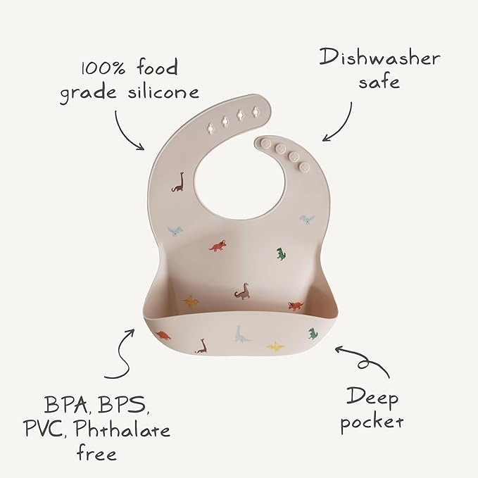mushie Silicone Baby Bib | Adjustable Fit Waterproof Bibs (Butterflies)