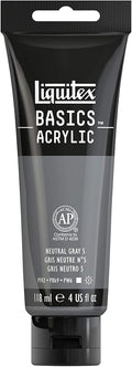 Liquitex BASICS Acrylic Paint, 118ml (4-oz) Tube, Neutral Gray Value 5