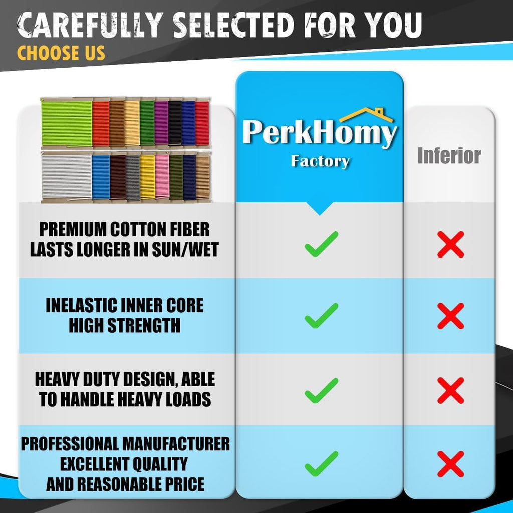PerkHomy 500lb Cotton Rope 3/16" (5mm) 50 ft Multi Purpose Utility Diamond Braided Cord, Natural Cotton for Clothes Line Camping Crafting Flag Pole, Black
