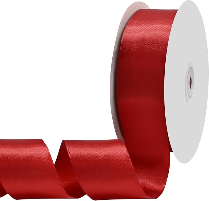 Red Satin Ribbon 1-1/2" X 50 Yards Solid Color Double Faced Ribbons Perfect for Crafts Wedding Decor Bow Making Arts Sewing and More