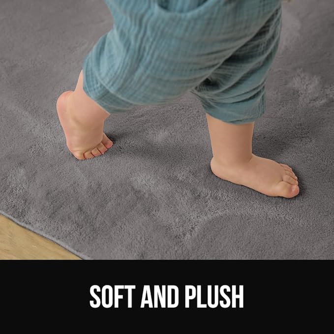 GORILLA GRIP Ultra Soft Washable Area Rug, 8x10, Stain and Slip Resistant Plush Thick Carpet for Bedroom Living Room, No Shed Floor Rugs, Pet Friendly, Dorm Essentials, Kids Nursery Home Decor, Gray