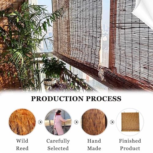 Patio Shades Roll Up Outdoor, Bamboo Blinds for Outdoor Patio, Thernal Insulated Shading Reed Blinds, Blackout Bamboo Shade, Privacy Screen, 24″ 30″ 34″ 36″ 39″ 43″ 48″ 51″ 55″ 70″ Width - size: 34"W x 87"H