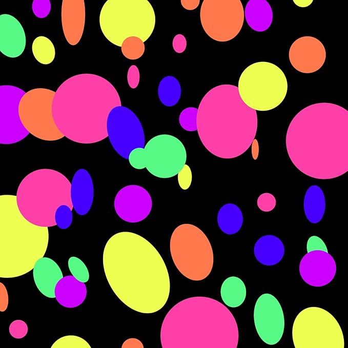 108ft UV Round Dot Neon Paper Streamers - Glow in The Dark Party Favors & Decorations for Wedding & Birthday Parties