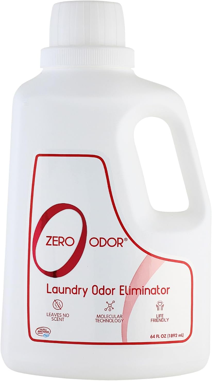 Zero Odor – Laundry Odor Eliminator - Permanently Eliminate laundry Odor – Patented Molecular Technology Best For Clothes, Towels & Linens, Shoes, Bags, Etc. - rinse and refresh Again, 64oz