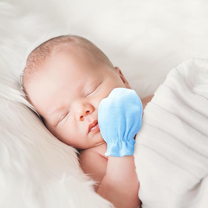 Newborn Baby Mittens No Scratch Cotton Elastic Wrist Gloves Infant Toddler Mittens for Baby Boy Girl 0-6 Months