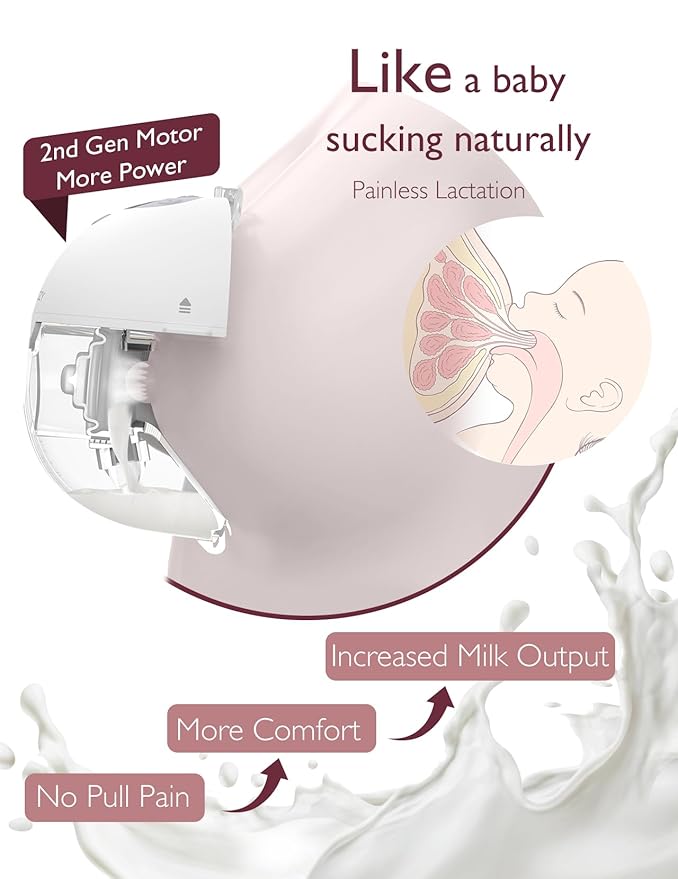Momcozy M5 Hands-Free Wearable Breast Pump, Double-Sealed Flange for Baby-Like Comfort, 3 Modes & 9 Suction Levels, Portable Electric Pump – 24mm, 1 Pack Cozy Red