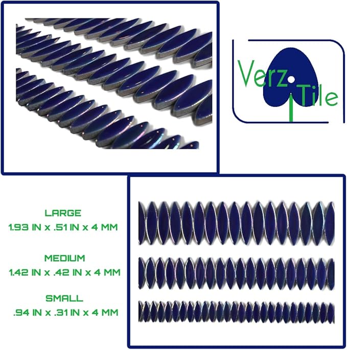 VerzTile Mosaic Tiles for Crafts - Petal Shaped Ceramic Tile Craft Hobbies & Art Projects 39 Color Options Endless Creativity DIY Design (Iridescent Cobalt Blue)