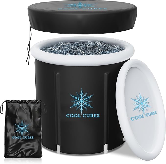 Portable XL Ice Bath Tub - 105 Gal Ice Plunge Tub for Athletes, Recovery & Hot/Cold Therapy - Easy Setup Cold Plunge with Lid & 5-Layer Insulation - Fast Drainage Inflatable Ice Bath