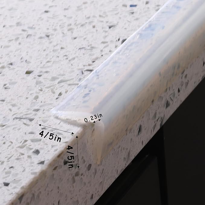 Edge Protector 100% Silicone, Baby Proofing Corners Clear Guards, Pre-Tape Adhesive Soft for Kids Safety, Child Table Cabinets Furniture Bumper (4/5x4/5 in, 3 FT)